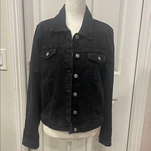Zara Black Denim Jacket Size Large